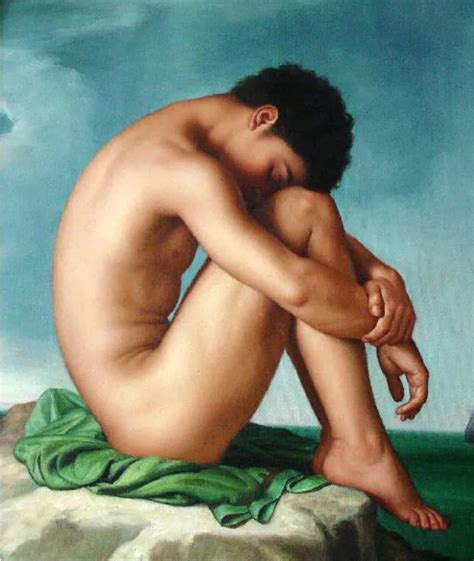 Huge Art Oil Painting Nude Male Portrait Gay Strong Man By Ocean Canvas