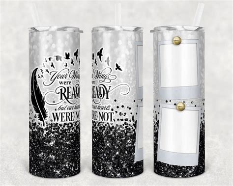 Oz Skinny Tumbler Memorial With Pictures Black Glitter Wings Were