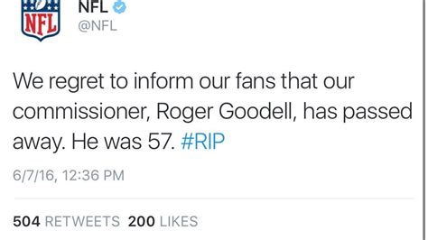 Nfl Twitter Account Hacked Roger Goodell Is Alive Fox News