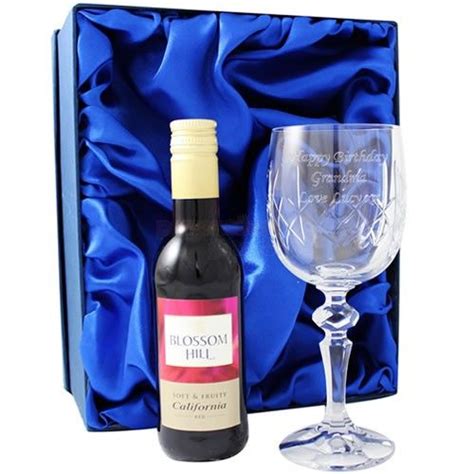 Engraved Red Wine And Engraved Crystal Wine Glass Set From Personalised