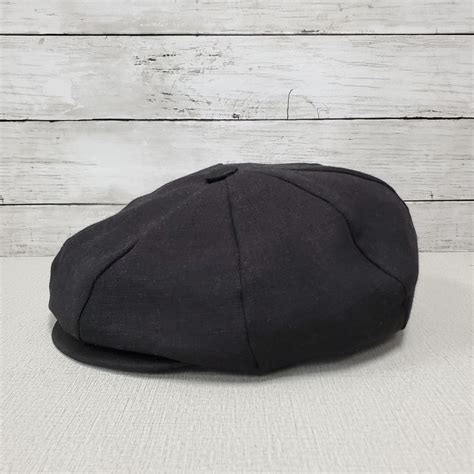 Black Linen Apple Newsboy Cap Winner Caps MFG Company