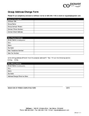 Fillable Online Group Address Change Form Copower Fax Email Print