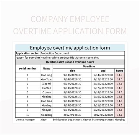 Free Overtime Application Form Templates For Google Sheets And