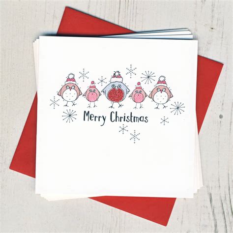 Pack Of Five Christmas Robin Cards By Eggbert Daisy