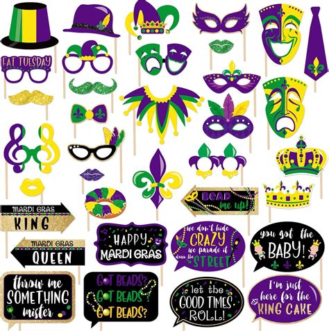 Howaf Mardi Gras Party Photo Booth Props Mardi Gras Photo Props Party Favors Kit