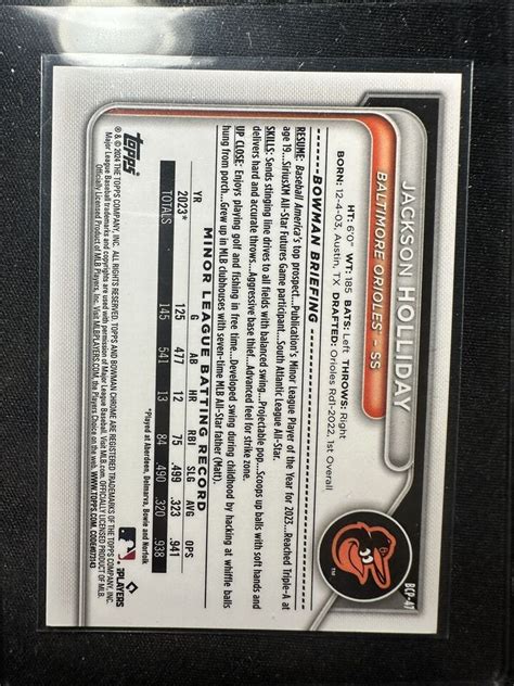 Bowman Sapphire Edition Jackson Holliday Yellow Bcp Orioles