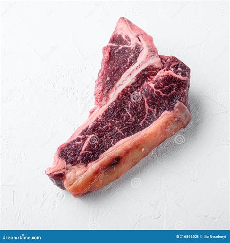 Dry Aged Raw T Bone Or Porterhouse Beef Marbled Meat Prime Steak On