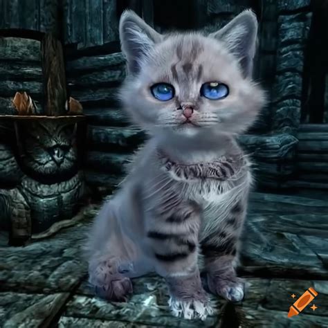 Gray Kitten Khajiit In Skyrim On Craiyon