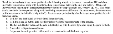 Solved Sketch The Hot And Cold Temperature Profiles For The Chegg