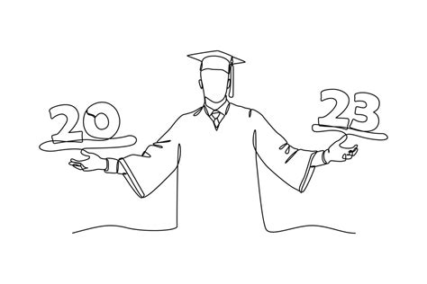 Continuous One Line Drawing Class Of 2023 Congrats Graduates Graduation Concept Single Line Draw