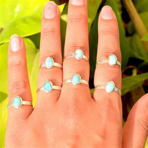 Sterling Silver 925 Larimar Gemstone Ring Size 6us To 10us At Rs 250