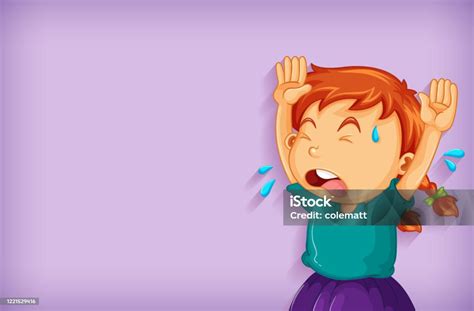 Desain Template Latar Belakang Dengan Gadis Menangis Ilustrasi Stok