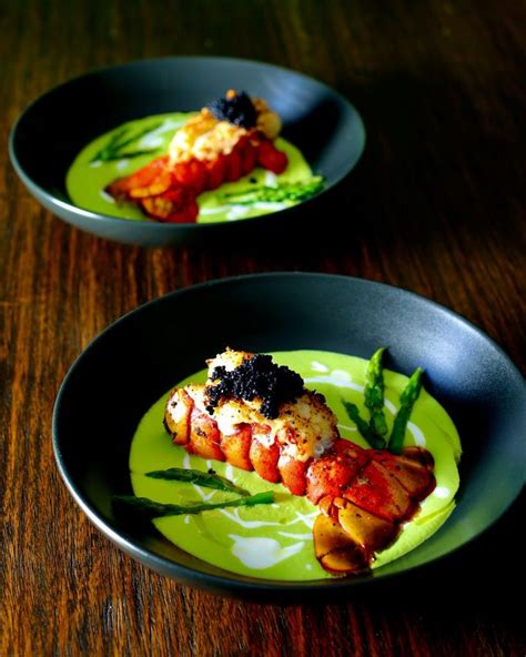 Petite Lobster Tail Asparagus Cream Caviar Taste With The Eyes