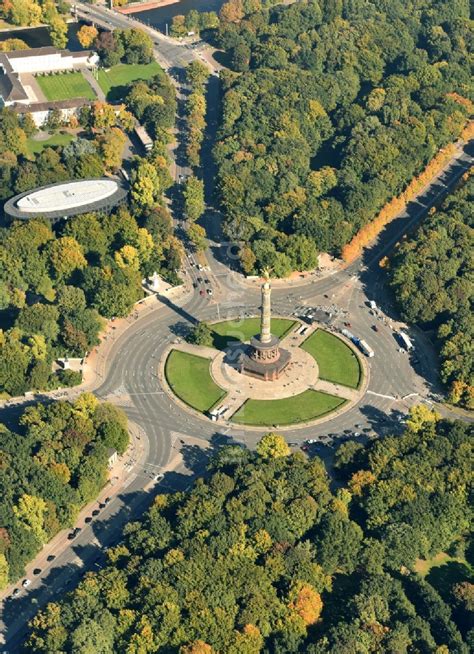 Luftaufnahme Berlin Kreisverkehr Stra Enverlauf An Der Siegess Ule