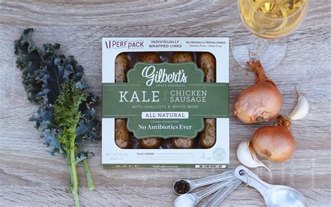 Gilberts Craft Sausages Kale Chicken Sausage With Shallots And White