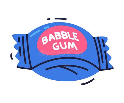 Bubble Gum Ball In Blue Package As Sweet Chewing Gum Vector Illustration Stock Illustration