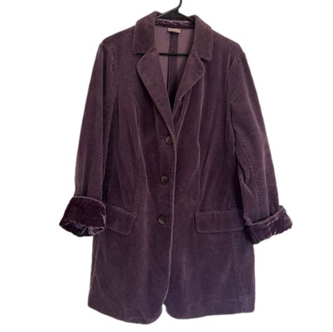 J Jill Jackets Coats Jjill Plum Purple Wide Wale Corduroy Jacket