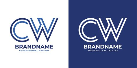 Letter Cw Line Monogram Logo Suitable For Any Business With Cw Or Wc