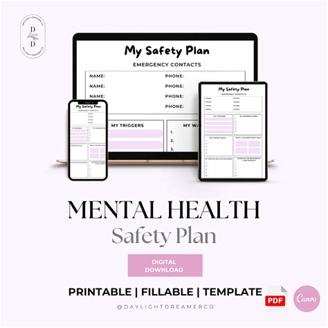 Mental Health Crisis Safety Plan Digital Download PDF Printable