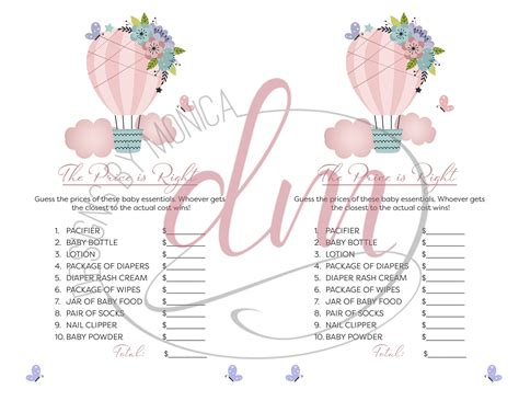 Hot Air Balloon Baby Shower Bundle Set Includes Invitation Thank You Card Diaper Raffle Card