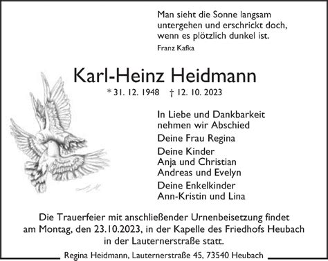 Traueranzeigen Von Karl Heinz Heidmann OstalbTrauer