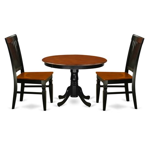 Exquisite Circular Small Dinette Set 42 Round Table 2 Dining Chairs Sleek Dark Angles