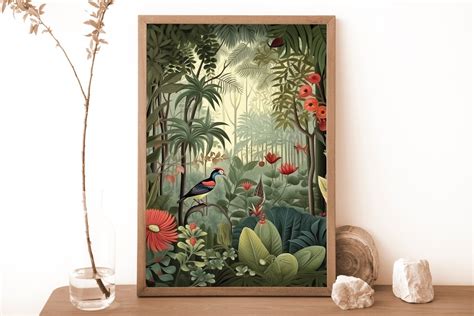 Henri Rousseau Style. Jungle Poster,. Botanical Print. Floral Wall Art ...