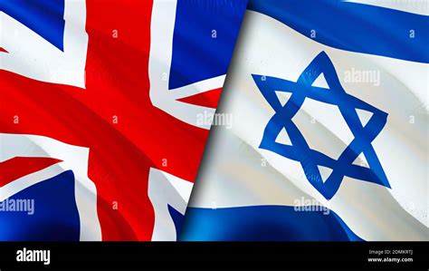 United Kingdom and Israel flags. 3D Waving flag design. United Kingdom Israel flag, picture ...