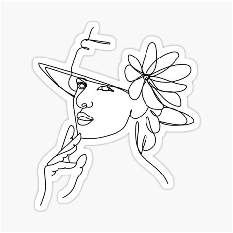 "simple face with flowers Sticker, best Face Bag, Minimalist Art, One ...