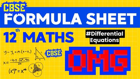 Class Maths Formula Sheet Basics For Chap Differential Equations