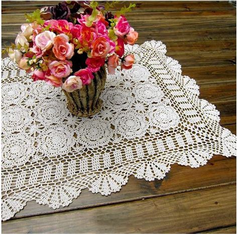 Amazon Laivigo Handmade Crochet Lace Rectangle Lucky Flower Table