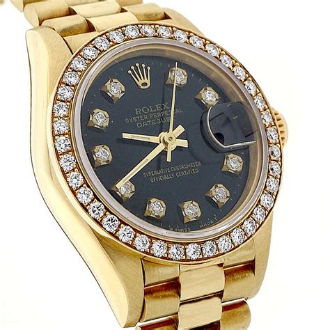 Rolex President Datejust Ladies Original Diamond Dial And Bezel 18k Yell Elegant Swiss