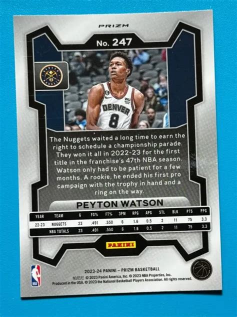 Pallacanestro Panini Prizm Peyton Watson Fast Break Denver