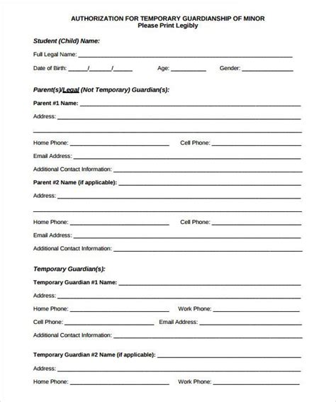 Free 8 Sample Temporary Guardianship Forms In Pdf Ms Word Legal