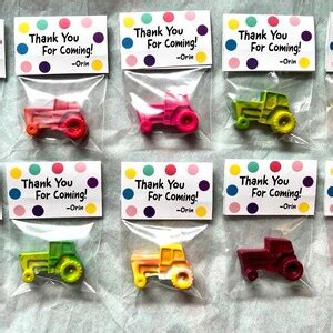 Tractor Crayon Party Favor Bags For Birthday Partys Farm Bithday Party