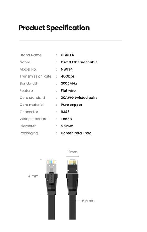 Ugreen Cat Gbps U Ftp Flat Rj Ethernet A Kablosu M