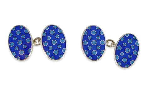 Blue Spotted Enamel Cufflinks