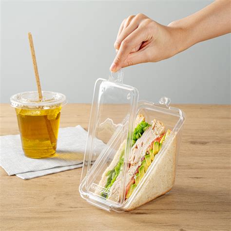 Tamper Tek Triangle Clear Plastic Sandwich Container With Lid Tamper Evident 7 14 X 4 X