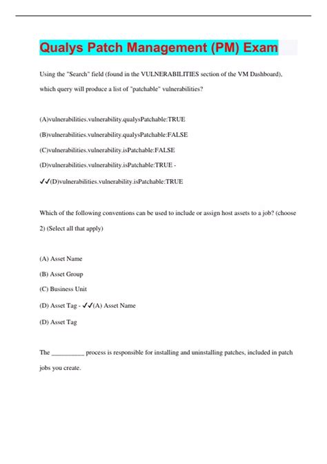 Qualys Patch Management (PM) Exam | 2023 | Questions with 100% Correct