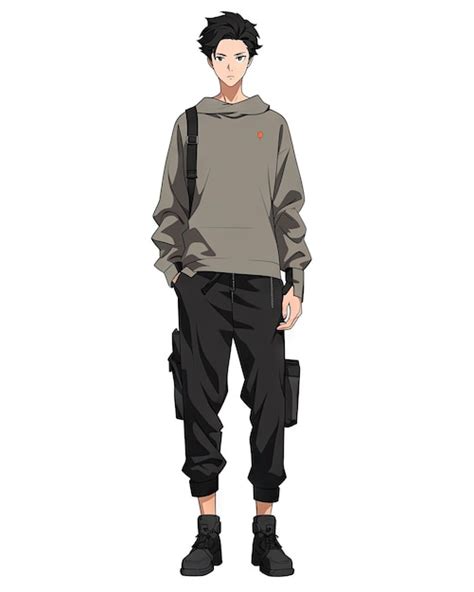 Full body anime man cartoon illustration of fashionable manga guy on white background | Premium ...