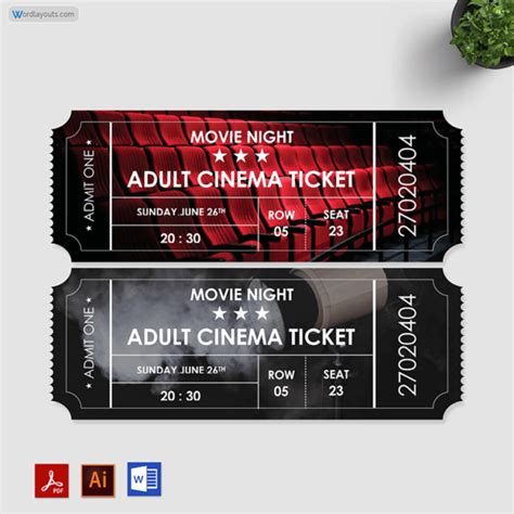 Free Printable Movie Ticket Templates Word Pdf Psd