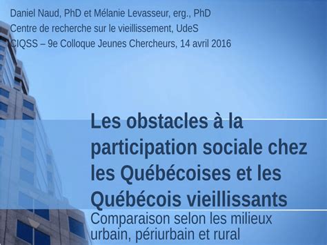 PDF Les obstacles à la participation sociale chez les Québécoises et