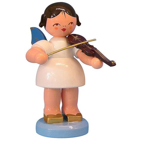 Engel mit Violine Blaue Flügel stehend 9 5 cm von Uhlig