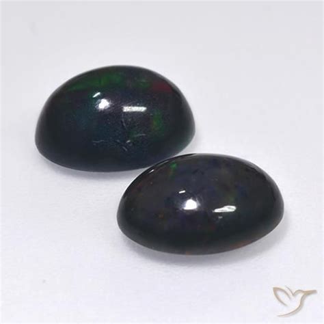 2 38 Carat Oval Black Opal Gemstones For Sale Loose Certified Black