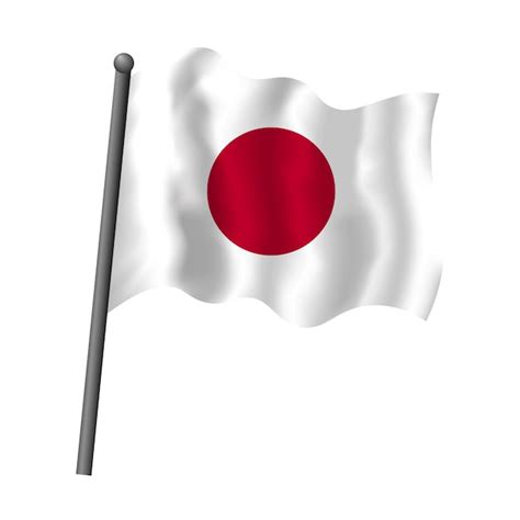 Premium Vector Japan Flag On Flagpole Waving In Wind Vector Isolated