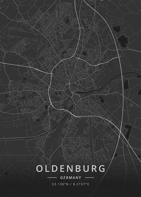 Oldenburg Germany Poster Picture Metal Print Paint By Designer Map