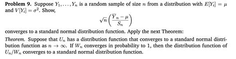 Solved Problem 9 Suppose Y1  Yn Is A Random Sample Of Size