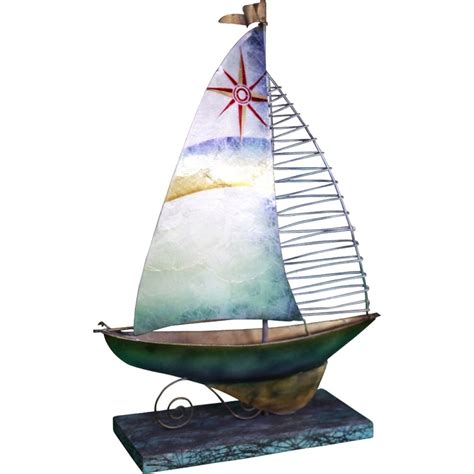 Capiz Sailboat On Stand 12 5 Coastal Decor Store