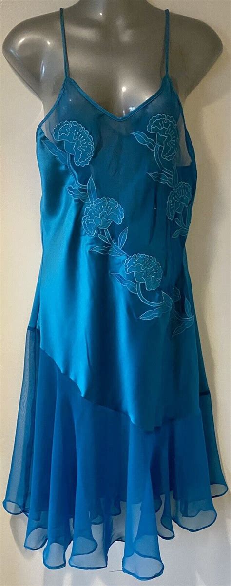 Victoria S Secret Vintage Blue Satin Chiffon Midi L Gem