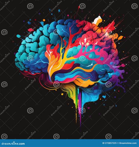 Creative Colorful Abstract Human Brain on a Dark Background. Knowledge ...